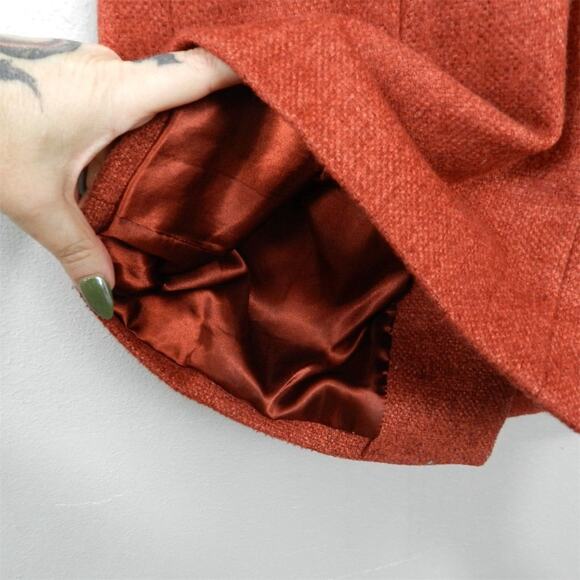 Anthropologie Tabitha Blustery Days Vest Size 6 Rust Orange Tweed Belted Jacket - Picture 14 of 15